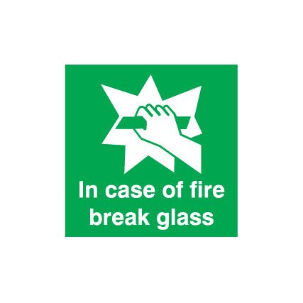 In Case of Fire Break Glass Vinyl Sign 100mm x 100mm