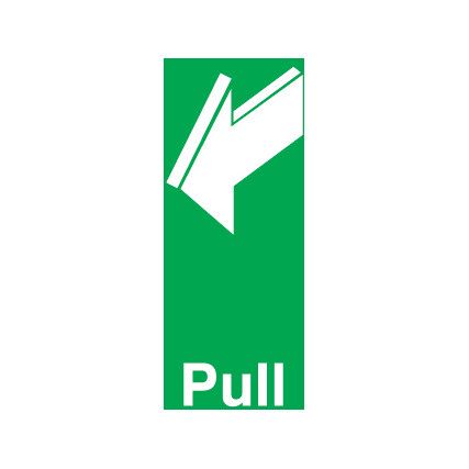 Fire Exit Pull Arrow Left Vinyl Sign 50mm x 150mm