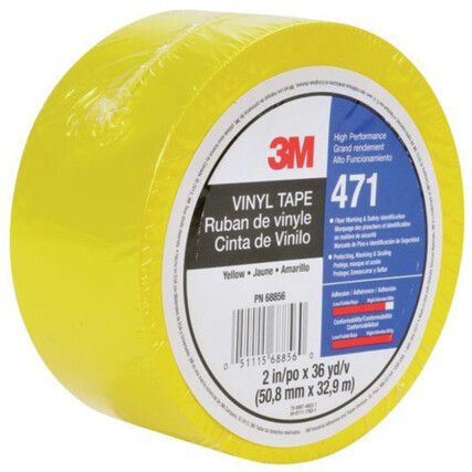 471, Adhesive, Floor Marking Tape, Vinyl, Yellow, 50mm x 33m