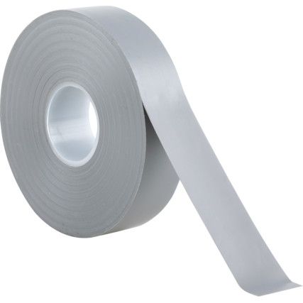 Electrical Tape, PVC, Grey, 19mm x 33m, Pack of 1