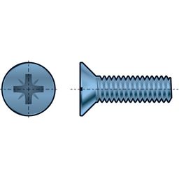 Machine Screw, Metric - Steel - BZP (Bright Zinc Plated) - Grade 4.8  - Countersunk Head Screw Pozi - DIN 965 - Z thumbnail-0