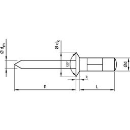 Rivets, Metric - Aluminium - Multigrip Countersink Blind Rivet thumbnail-1