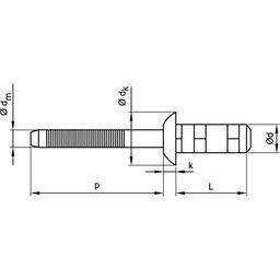 Rivet Nut, Metric - A2 Stainless - Multigrip Dome Blind Rivet - Type B thumbnail-1