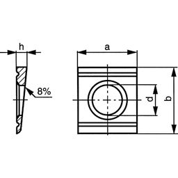 Square Taper Washer 8%, Metric - A4 Stainless Steel - DIN434 thumbnail-1