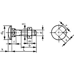 Carriage Bolt, Metric - Steel  - Grade 4.6 - HD GALV (Hot - Dip Galvanised) -Carriage bolt with Nut & oversize thread - DIN 603/555 thumbnail-1