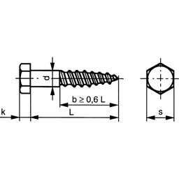 Hexagon Head Wood Screw -ST (Self Tapping) - A2 Stainless - DIN 571 thumbnail-1