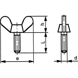 Wing Screw - Cast Iron - BZP (Bright Zinc Plated) - Rounded Wings - DIN 316 -  Metric thumbnail-2