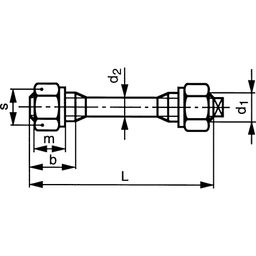 Screwed Studding, Metric - Grade KG/YK - Double - ended Stud with 2 Nut - Reduced Shank  thumbnail-2