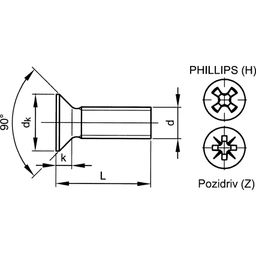 Machine Screw, Metric - A4 Stainless - Phillips Countersunk Head Screw - DIN 965 - H thumbnail-2