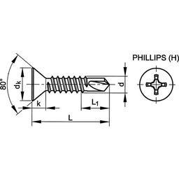 Self-Drilling Cross Recessed Countersunk Head Screw - Stainless steel A2  
DIN 7504 O-H  thumbnail-1