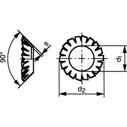 Washer, Metric - A2 Stainless - Countersunk Serrated Lock Washer - External Teeth - DIN 6798 V thumbnail-2