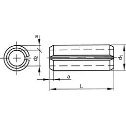 Spring Type Slotted Straight Pin - Metric - Steel - Standard (Self - Colour) - Light Duty - DIN 7346  thumbnail-2