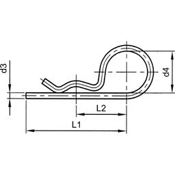 Single Spring Cotter Pin - Metric - Spring Steel - ZY (Zinc Yellow Passivated)  - DIN 11024 thumbnail-2