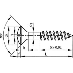 Woodscrew, Self Tapping - Brass - Grade Cu2/Cu3 - Raised Countersunk Head - DIN 95 thumbnail-1