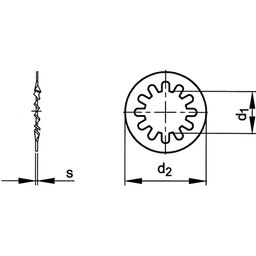 Toothed Lock Washer - Metric - Spring Steel (350-425 HV10) - Internal Teeth - DIN 6797 J thumbnail-1