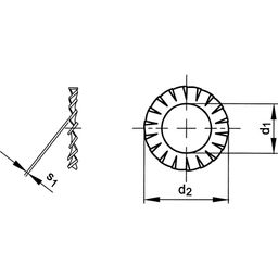 Serrated Lock Washer - Metric - A2 Stainless Steel - External Teeth -  DIN 6798A  thumbnail-2