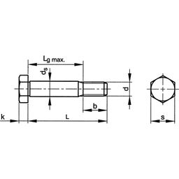 Hex Head Shoulder Screw, Metric - Steel - Grade 8.8 - Long Thread - DIN 609 thumbnail-1