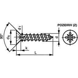 Woodscrew, ST (Self Tapping) - Steel - BZP (Bright Zinc Plate)  - Pozi - Countersunk Chipboard Screw With Hole thumbnail-1