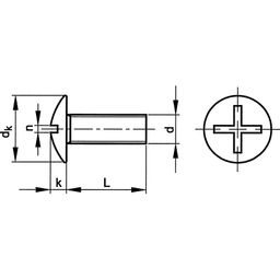 Machine Screw, Metric - Steel -  BZP (Bright Zinc Plated) - Grade 4.8 - Double Slotted Mushroom Head - NF E25 - 129 thumbnail-1