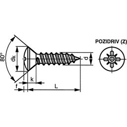 Self Tapping Screw, Metric - Steel - Pozi Countersunk - DIN 7983 C - Z thumbnail-2