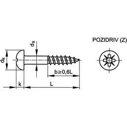 Woodscrew, Self Tapping -A2 Stainless - Pozi -Round Head - DIN7996-Z thumbnail-1