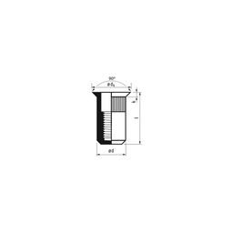 Rivet Nut, Metric - Steel - Countersunk Head
Knurled - Splined Body -  thumbnail-1