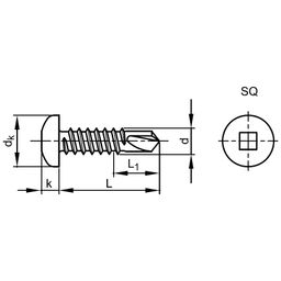 Self Drilling Screw, Metric - BZP (Bright Zinc plated) - Pan Head with Square Socket - DIN 7504 M thumbnail-1