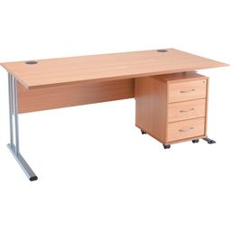 Cantilever Crescent Desk & 3 Drawer Pedestal thumbnail-0