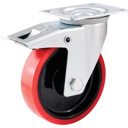 Medium Duty Pressed Steel Castors, Polyurethane Tyre Wheel, Nylon Centre thumbnail-0