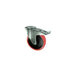 Pressed Steel Castors, Medium Duty, Polyurethane Tyred Wheel, Nylon Centre thumbnail-0