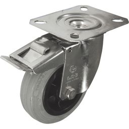 Stainless Steel Castors - Rubber Tyred Wheel with Polypropylene Centre - Plain Bore - Roller Bearing thumbnail-0