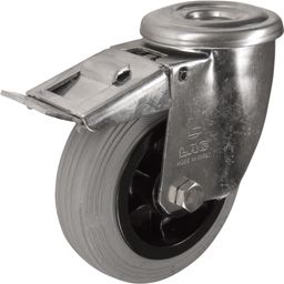 Stainless Steel Castors - Rubber Tyred Wheel with Polypropylene Centre - Plain Bore - Roller Bearing thumbnail-3