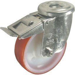 Stainless Steel Castors - Polyurethane Tyred Wheel with Nylon Centre - Plain Bore - Roller Bearing thumbnail-3