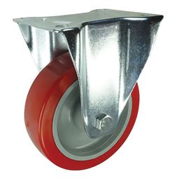 Pressed Steel Castors, Medium to Heavy Duty, Polyurethane Tyred Wheel, Nylon Centre thumbnail-1