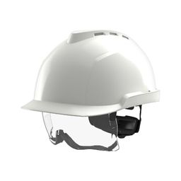 V-GARD 930 Safety Helmet with FAS-TRAC III Straps and Integrated Eye Protection, White thumbnail-0