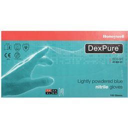 CAT II Dexpure™ Blue Nitrile Disposable Gloves, Chemical Resistant, Pack of 100 thumbnail-1