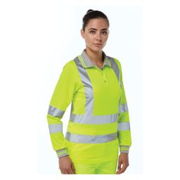 Hi-Vis Long Sleeve Polo Shirts, Yellow thumbnail-1