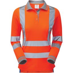 Hi-Vis Long Sleeve Polo Shirts, Orange thumbnail-0