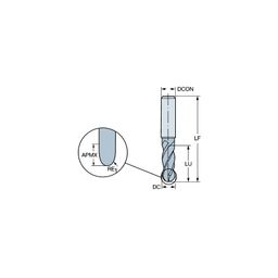 1B240 CoroMillⓇ Plura Solid Carbide Ball Nose End Mill For Profiling thumbnail-1